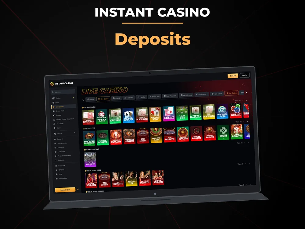 instant casino - Deposits